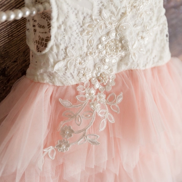 White and Peach Tulle Dress - Picture 8 of 10
